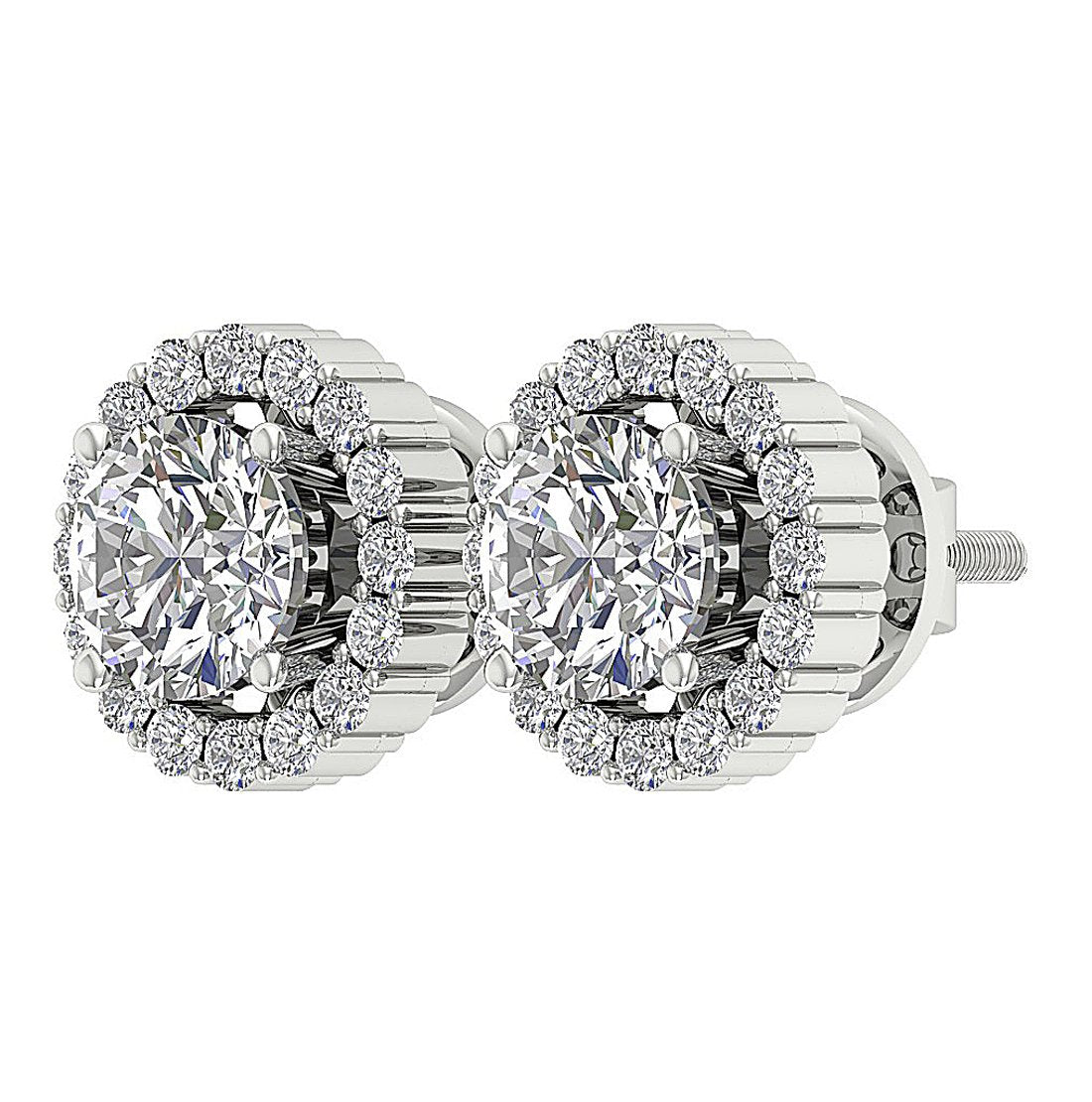 I1 G 2.11 Ct Natural Diamonds 14k Solid Gold Removable Jacket Studs Earrings Set