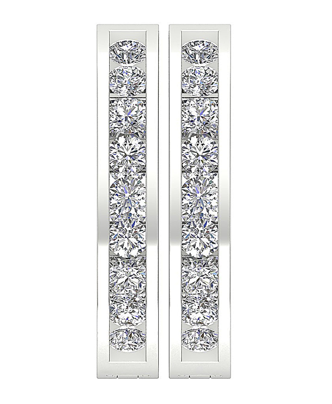 Round Diamond Inside Outside Hoop Anniversary Earrings I1 G 3.00 Ct 18k/14k White Gold Prong Set