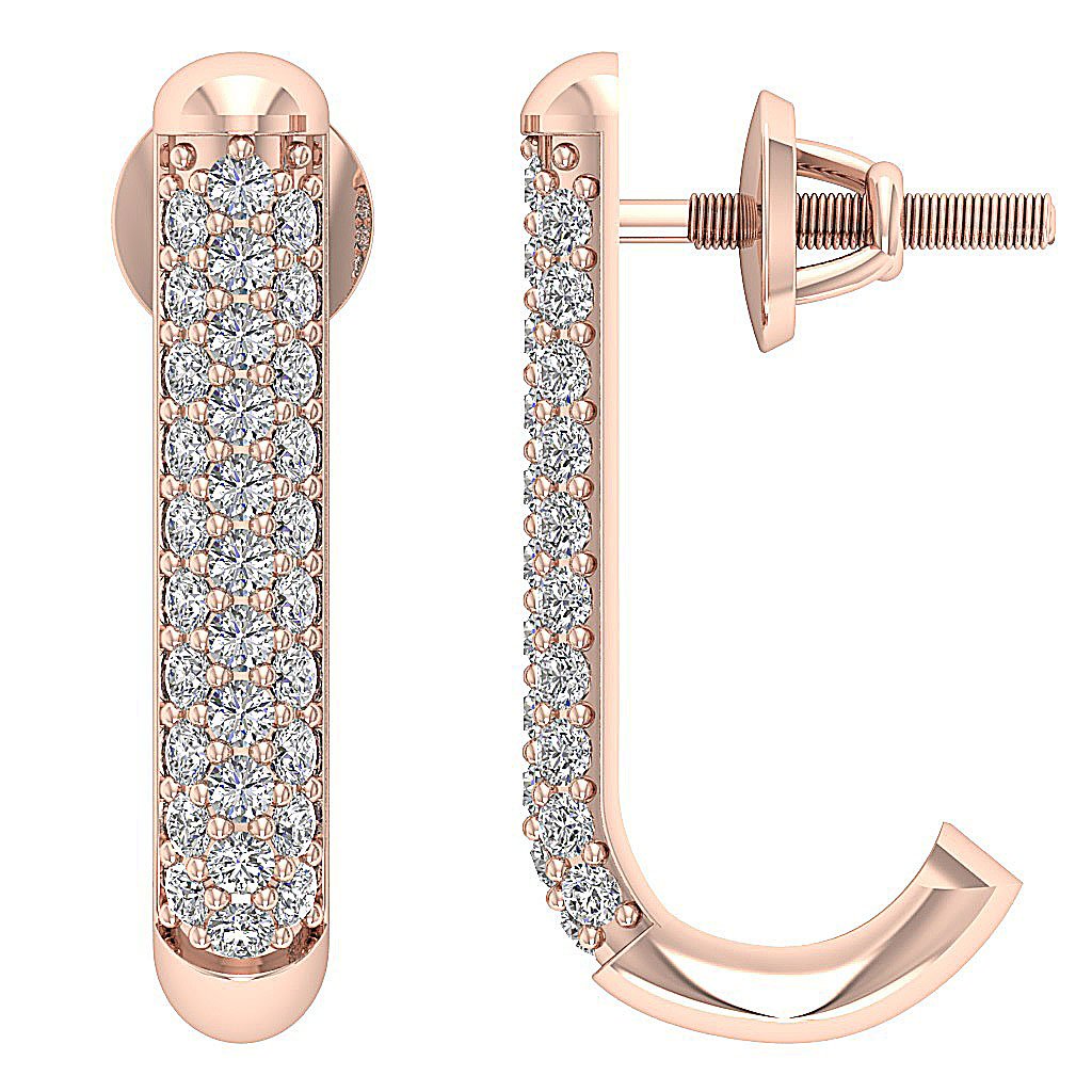 SI1/I1 G 0.70 Ct Fashion Wedding Earrings Genuine Diamond 18k/14k Yellow Gold Prong Set