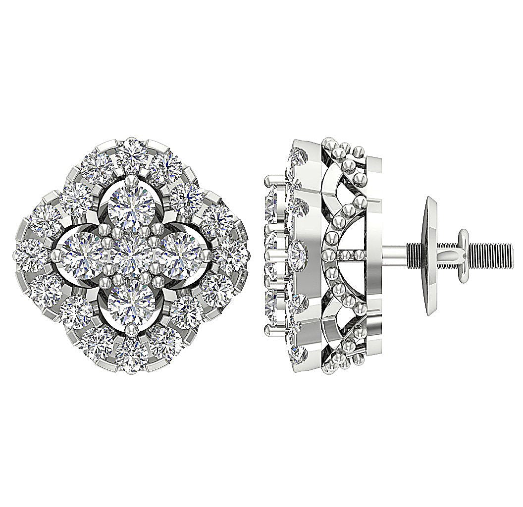Solitaire Studs Anniversary Earring Round Diamond SI1/I1 G 0.80 Ct 18k/14k Solid Gold Prong Set