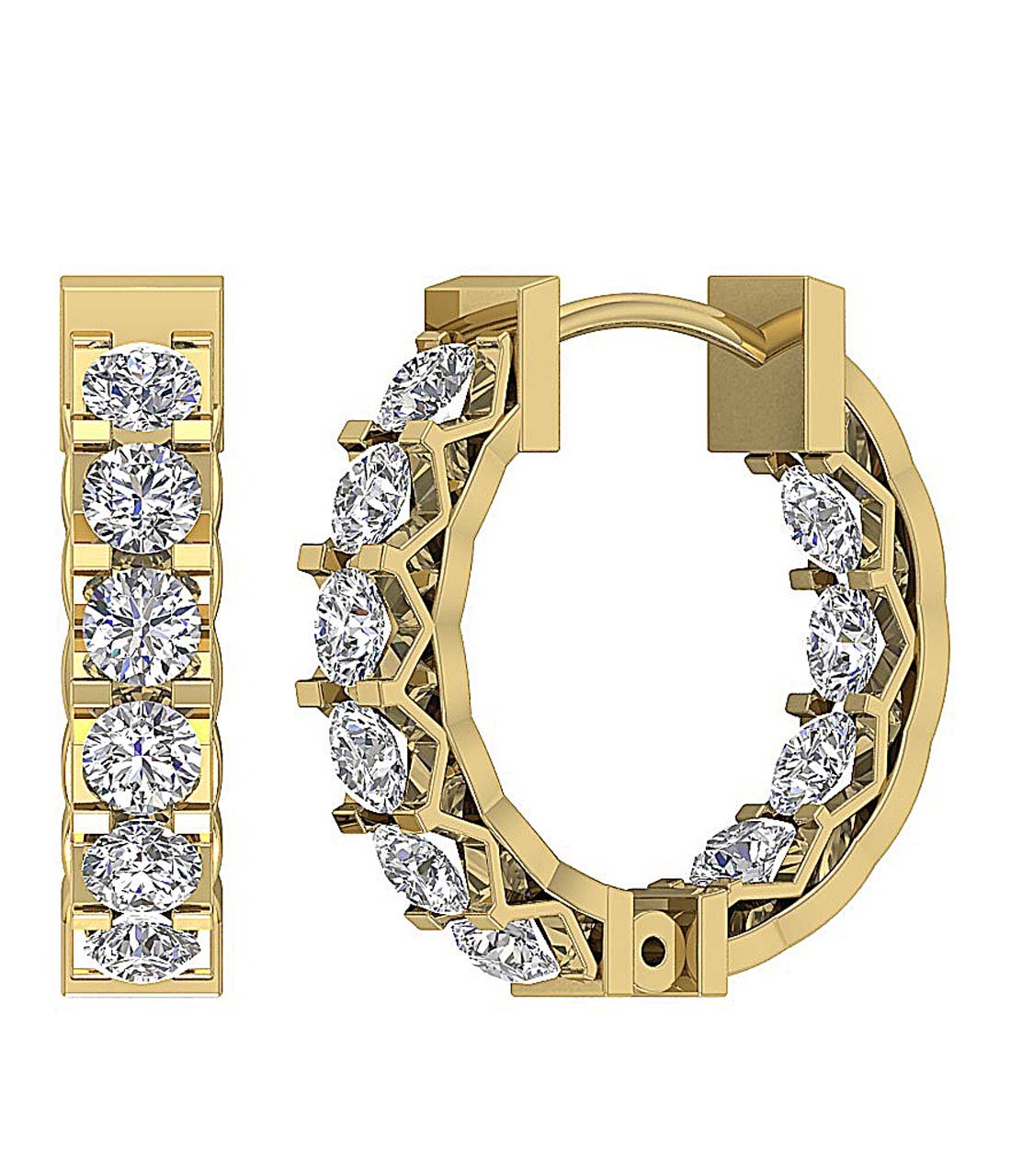 Designer Large Hoop Anniversary Earrings Round Diamond SI1/I1 G 3.50 Ct 18k/14k Solid Gold Prong Set