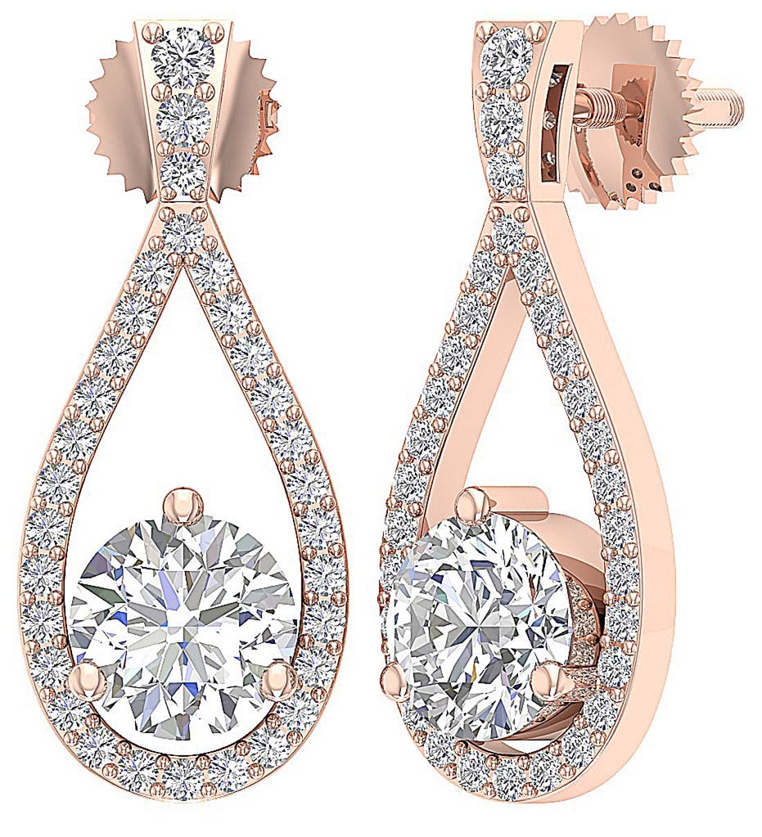 Dangle Engagement Earring Natural Diamond SI1/I1 G 1.65 Ct 18k/14k Solid Gold Prong Set