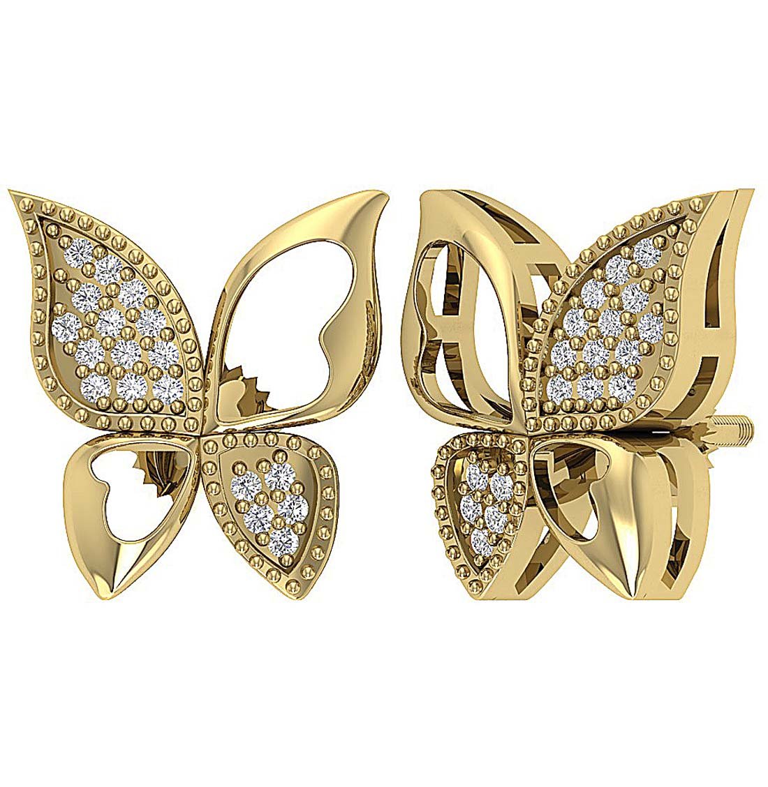 SI1/I1 G 0.20 Ct Fashion Wedding Earrings Genuine Diamond 18k/14k Yellow Gold Prong Set