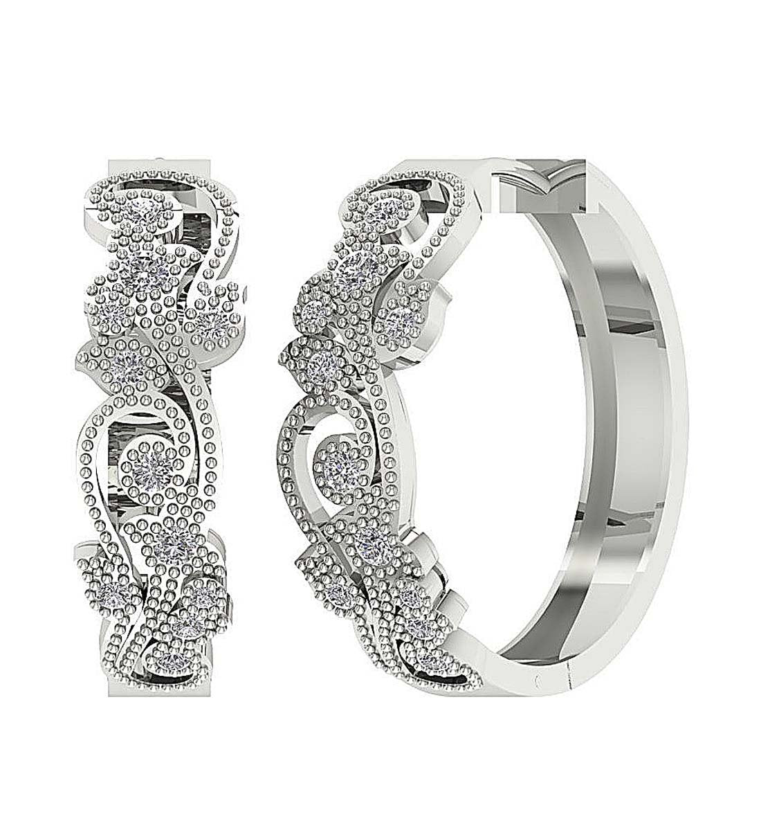 Prong Set Tiny Hoop Anniversary Earrings Round Diamond SI1/I1 G 0.45 Ct 18k/14k White Yellow Rose Gold