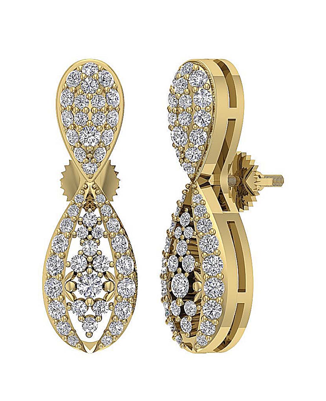 SI1/I1 G 1.00 Ct Fashion Wedding Earrings Genuine Diamond 18k/14k Yellow Gold Prong Set