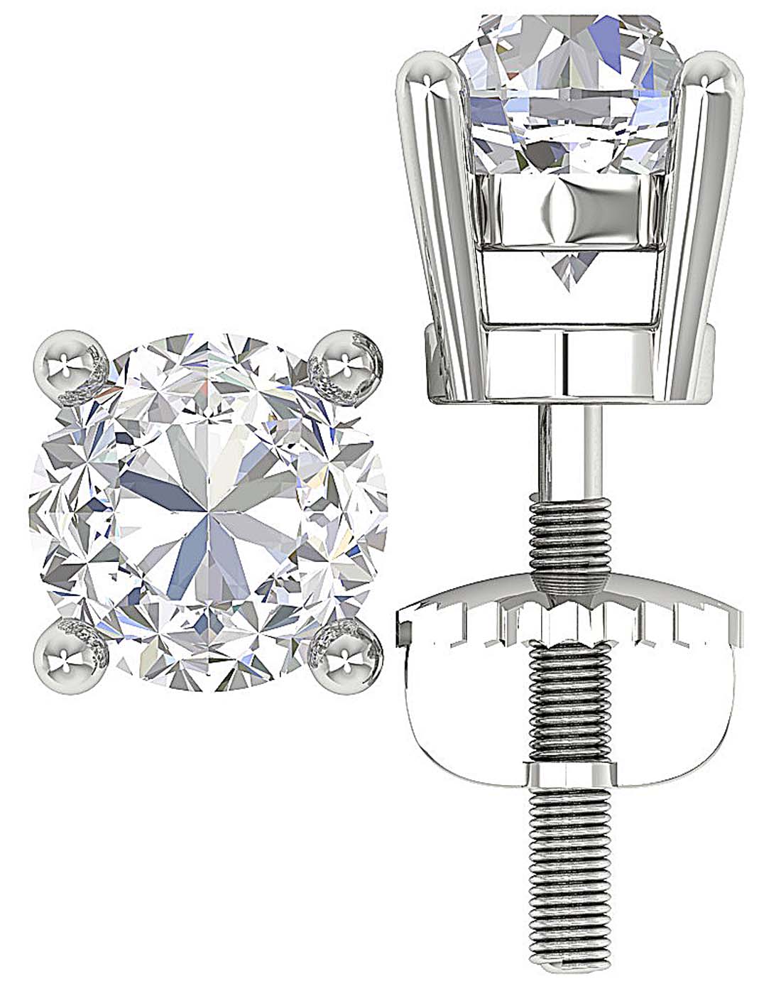 14k/18k Solid Gold Genuine Diamond I1 G 1.50 Ct Designer Solitaire Stud Earring Set
