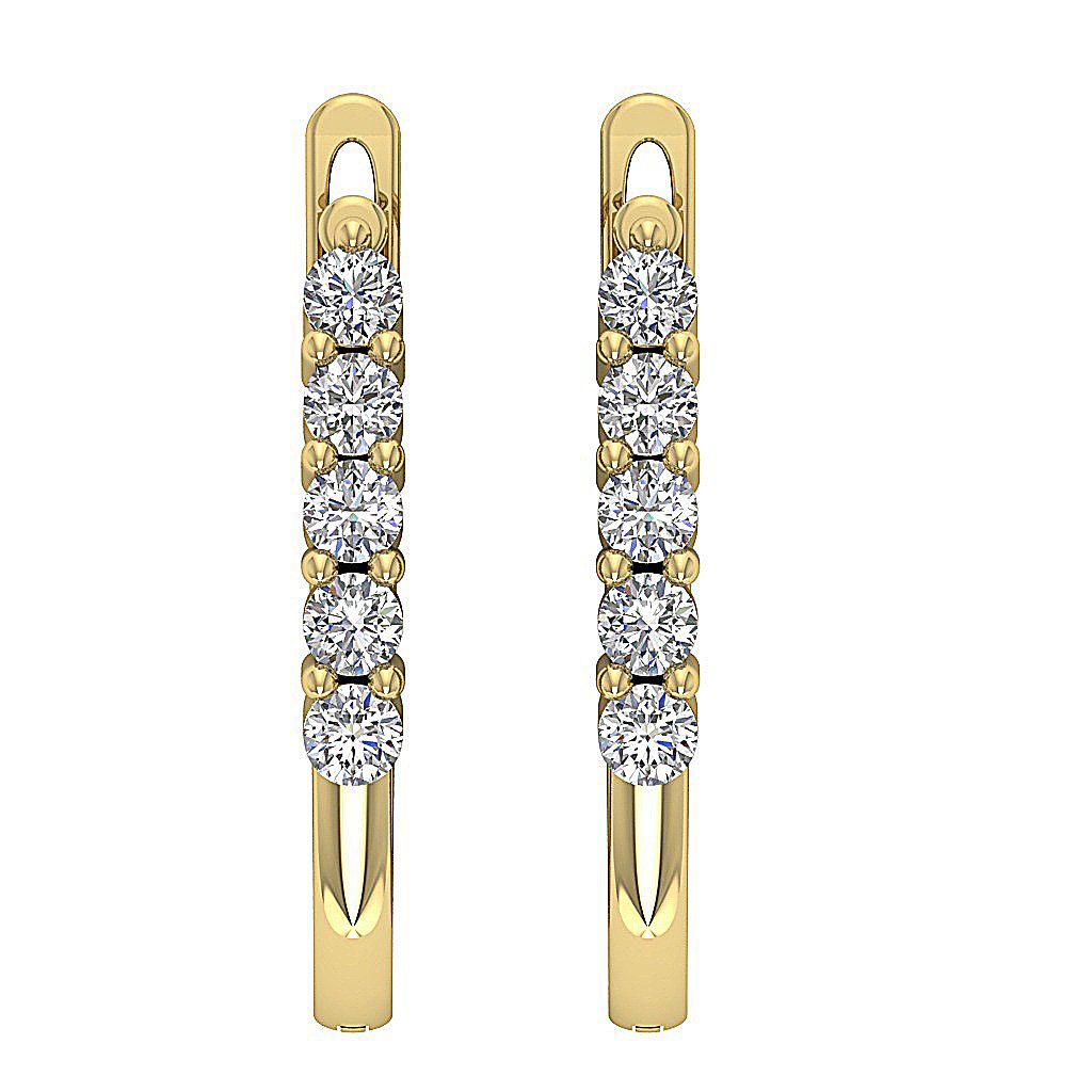 Genuine Diamond Antique Hoop Earring Set 14k Gold