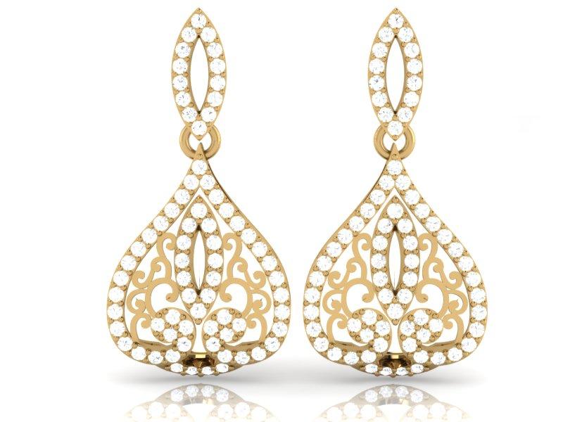 Chandelier Anniversary Earrings Round Diamond SI1/I1 G 2.50 Ct 18k/14k Solid Gold Prong Set