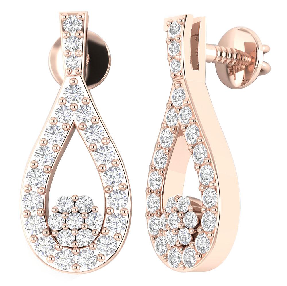 Round Diamond Chandelier Anniversary Earrings VVS1/VS1/SI1/I1 0.50 Ct 18k/14k White Gold Prong Set