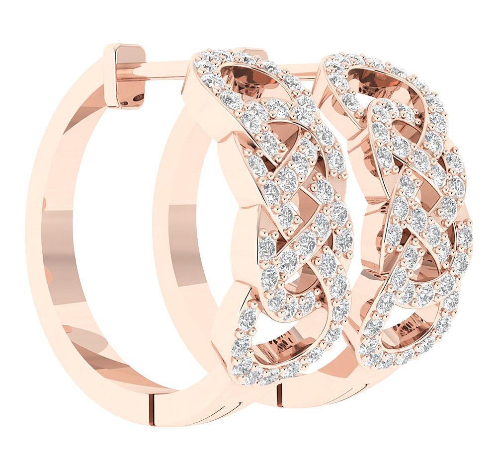 SI1/I1 G 1.00 Ct Large Hoop Wedding Earrings Genuine Diamond 18k/14k Yellow Gold Prong Set