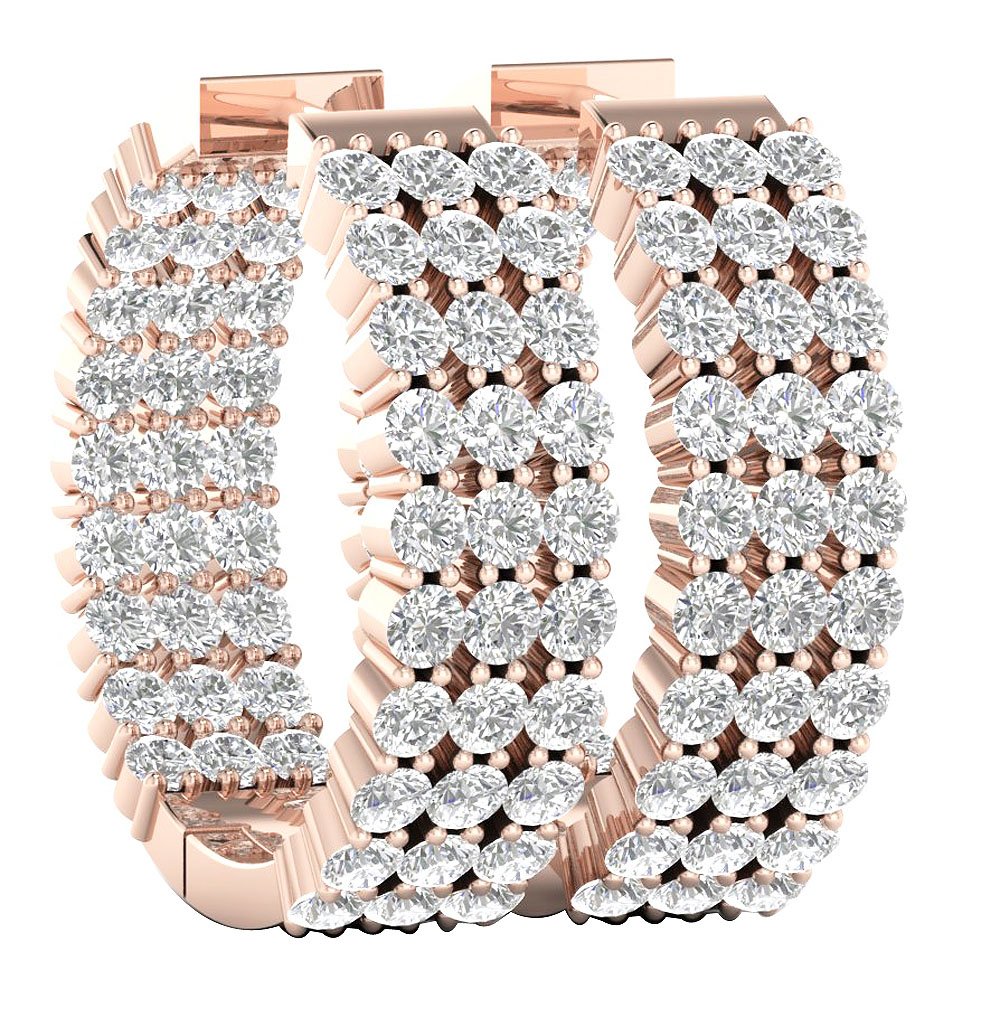 Inside Outside Large Hoop Wedding Earrings Genuine Diamond VVS1/VS1/SI1/I1 2.00 Ct 18k/14k Solid Gold Prong Set