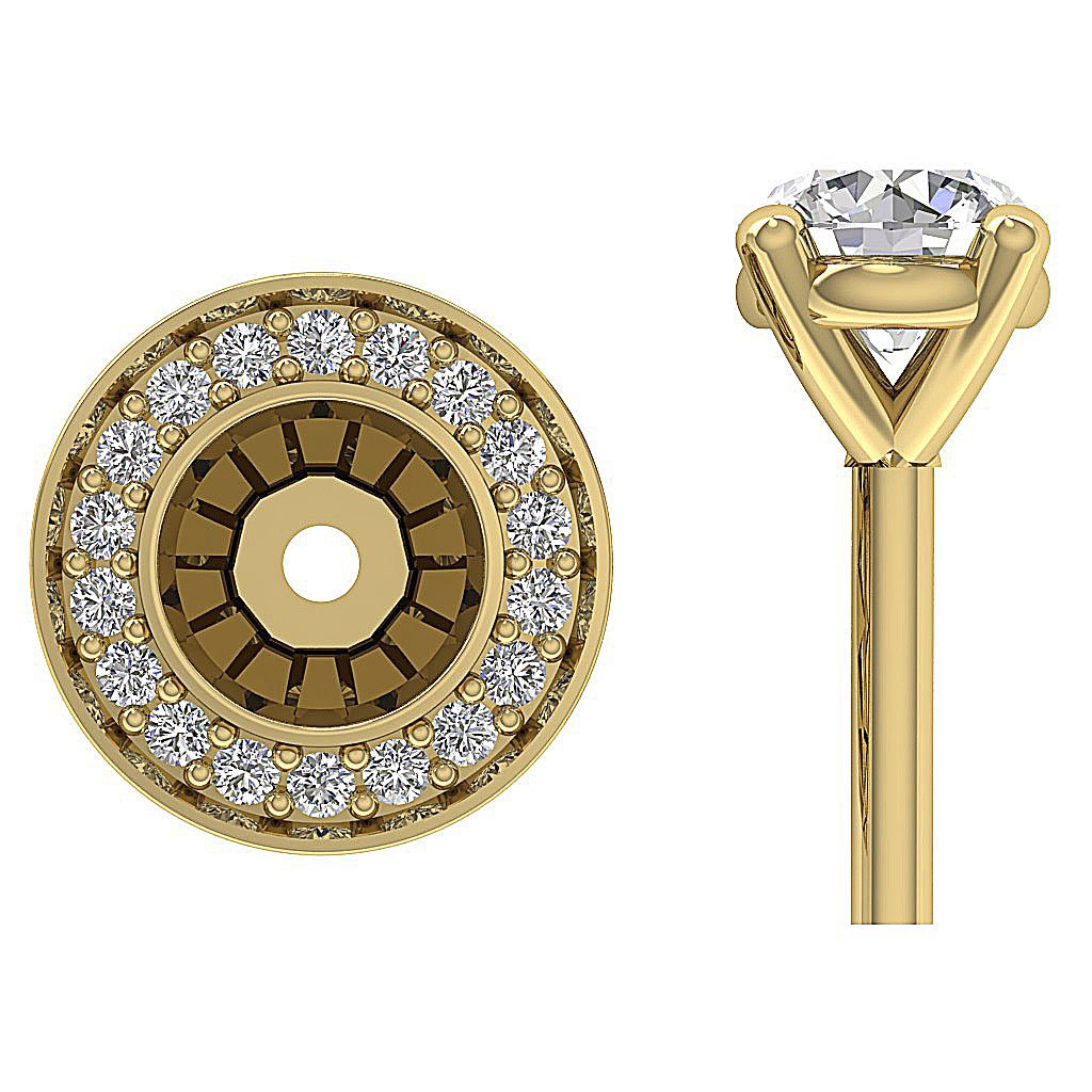14k Solid Gold Natural Diamond VS1/SI1/I1 G 1.50 Ct Removable Jacket Studs Earrings