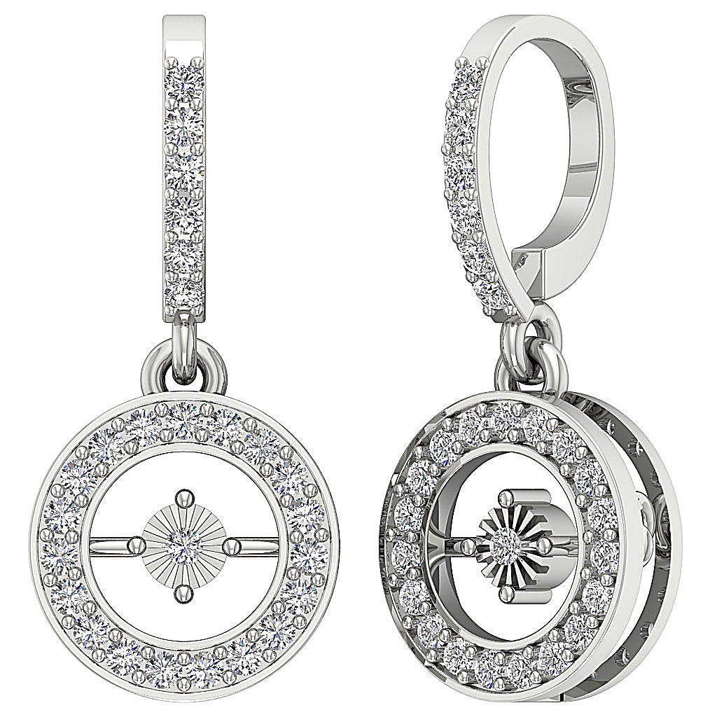 18k/14k Rose Gold Dangle Anniversary Earrings Round Diamond VVS1/VS1/SI1/I1 G 1.00 Ct Prong Bezel Set