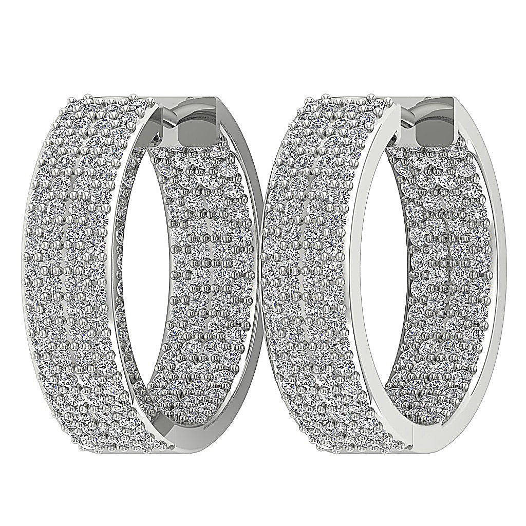 Inside Outside Hoop Anniversary Earrings Round Diamond VVS1/VS1/SI1/I1 1.25 Ct 18k/14k Solid Gold Pave Set
