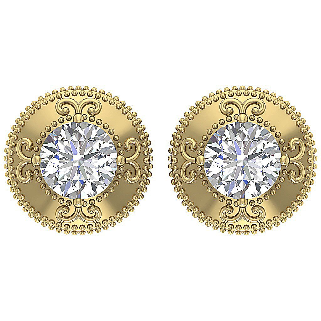 Prong Set Solitaire Studs Engagement Earring Natural Diamond VS1/SI1/I1 G 1.00 Ct 18k/14k White Yellow Rose Gold