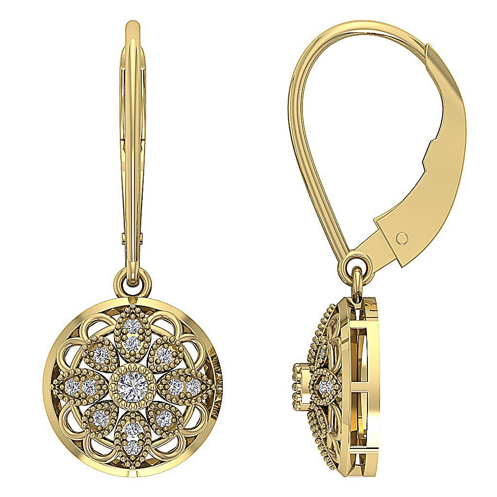 SI1/I1 G 0.25 Ct Chandelier Engagement Earring Natural Diamond 18k/14k Yellow Gold Pave Set