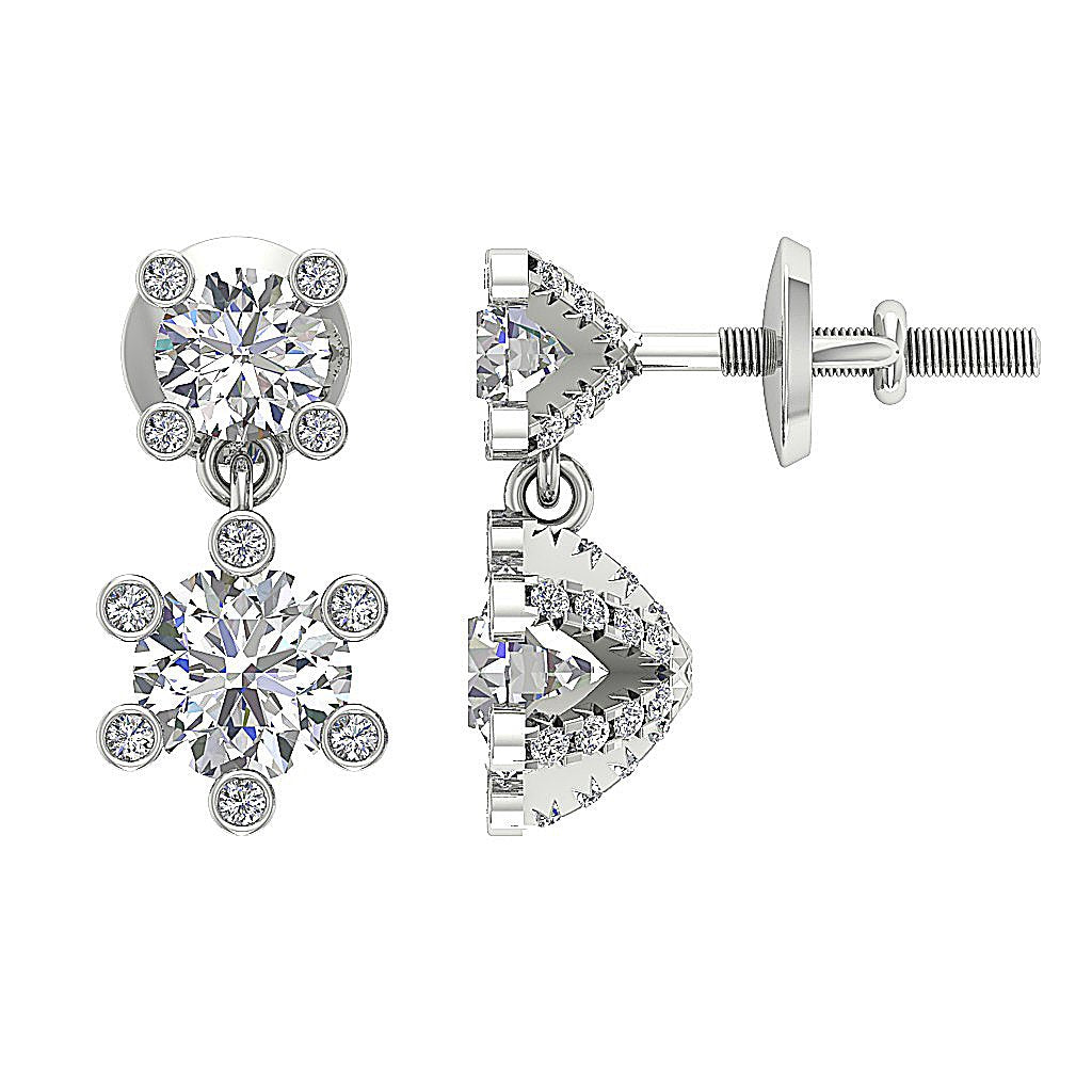SI1/I1 G 1.70 Ct Fashion Wedding Earrings Genuine Diamond 18k/14k Yellow Gold Prong Bezel Set