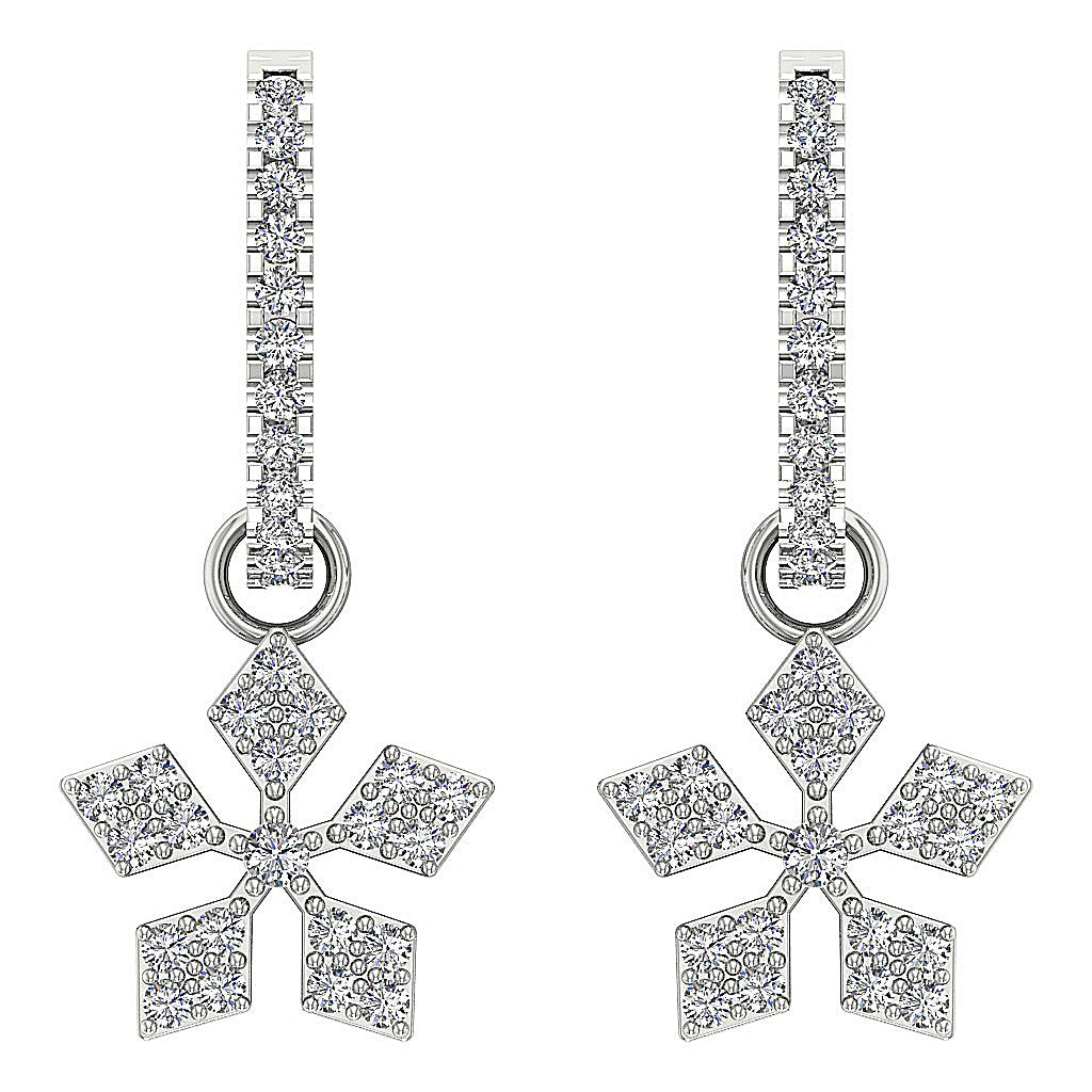 VVS1/VS1/SI1/I1 0.80 Ct Dangle Anniversary Earrings Round Diamond 18k/14k Yellow Gold Prong Set
