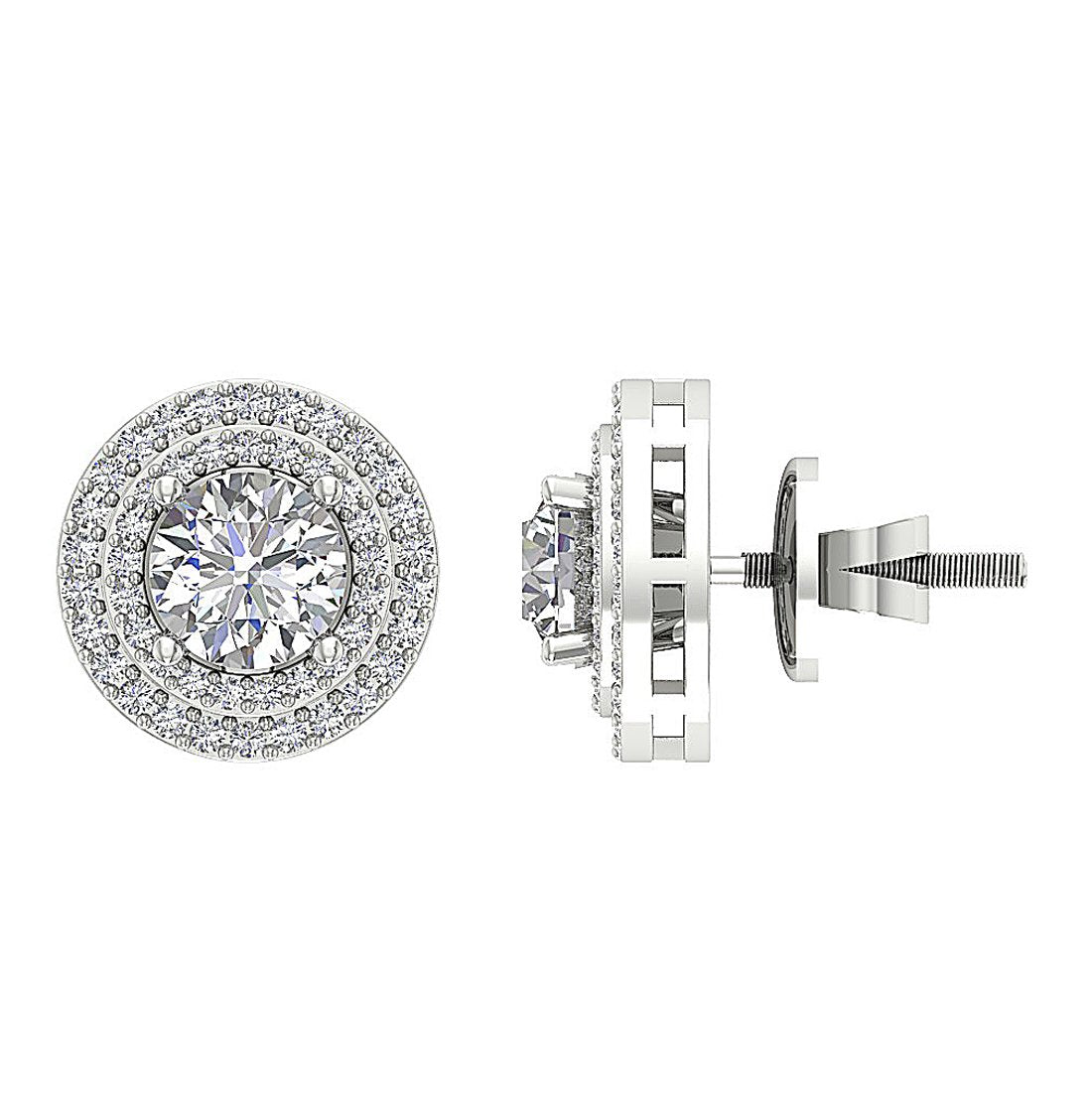 I1 G 2.11 Ct Natural Diamonds 14k Solid Gold Removable Jacket Studs Earrings Set