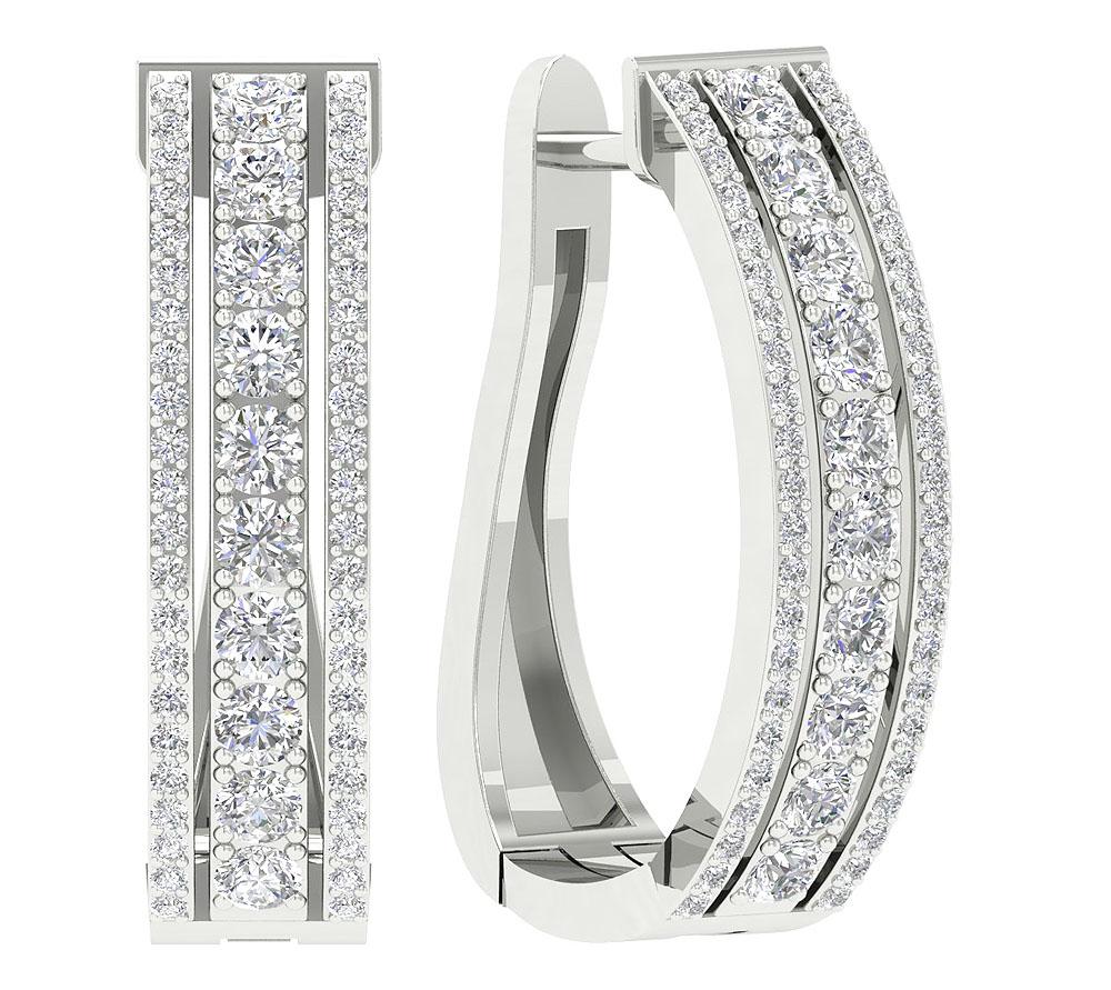 Large Hoops Engagement Earrings Natural Diamond VS1/SI1/I1 2.20Ct 18k/14k Solid Gold Prong Set