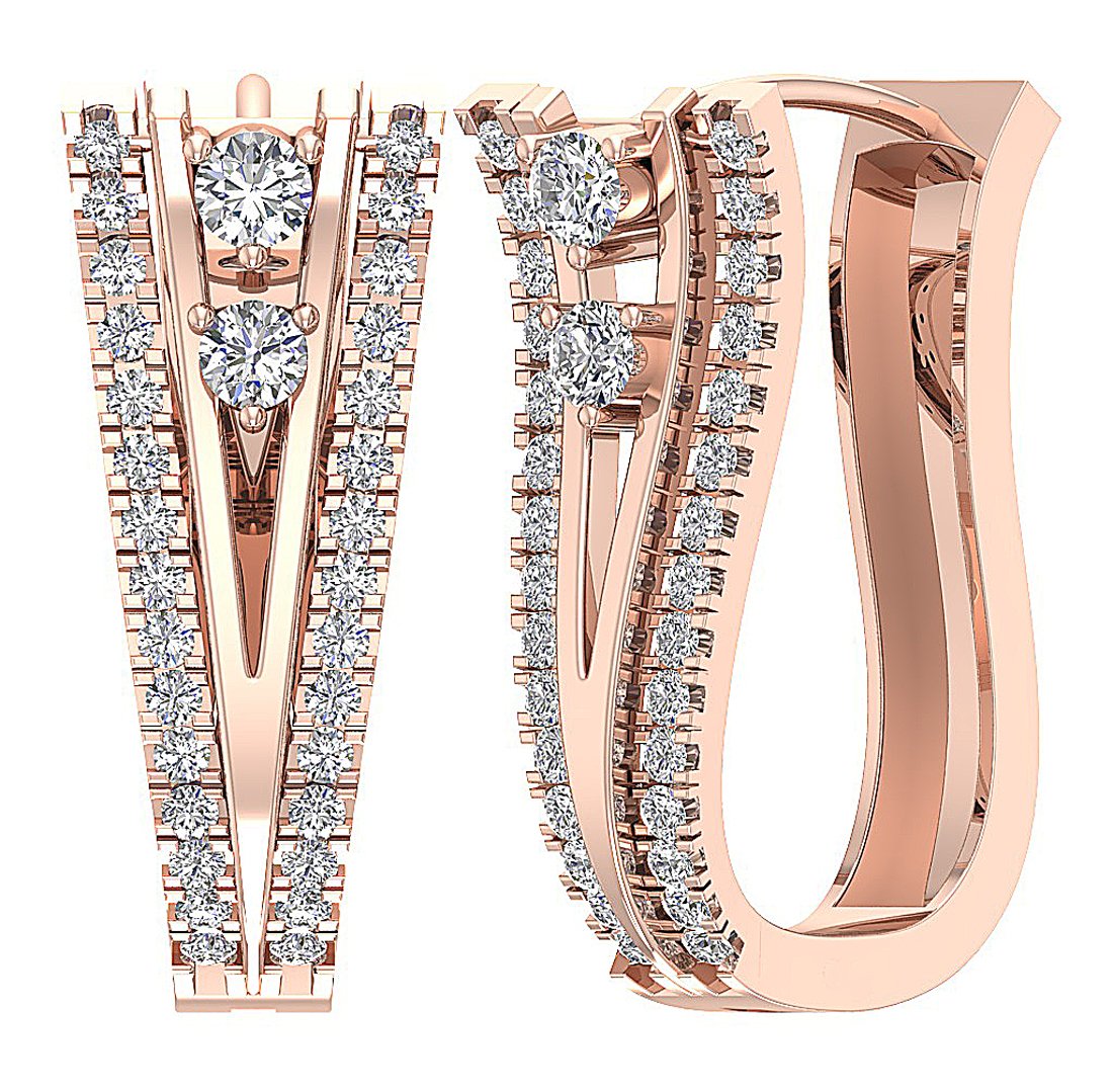 VS1/SI1/I1 G 1.00 Ct Large Hoop Engagement Earrings Natural Diamond 18k/14k White Yellow Rose Gold Prong Set