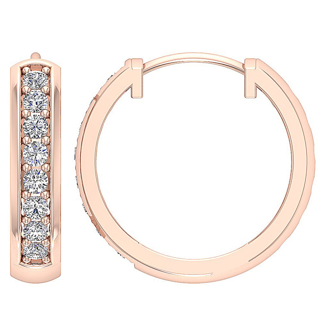 SI1/I1 G 0.30 Ct Inside Outside Hoop Engagement Earrings Natural Diamond 18k/14k Yellow Gold Prong Set