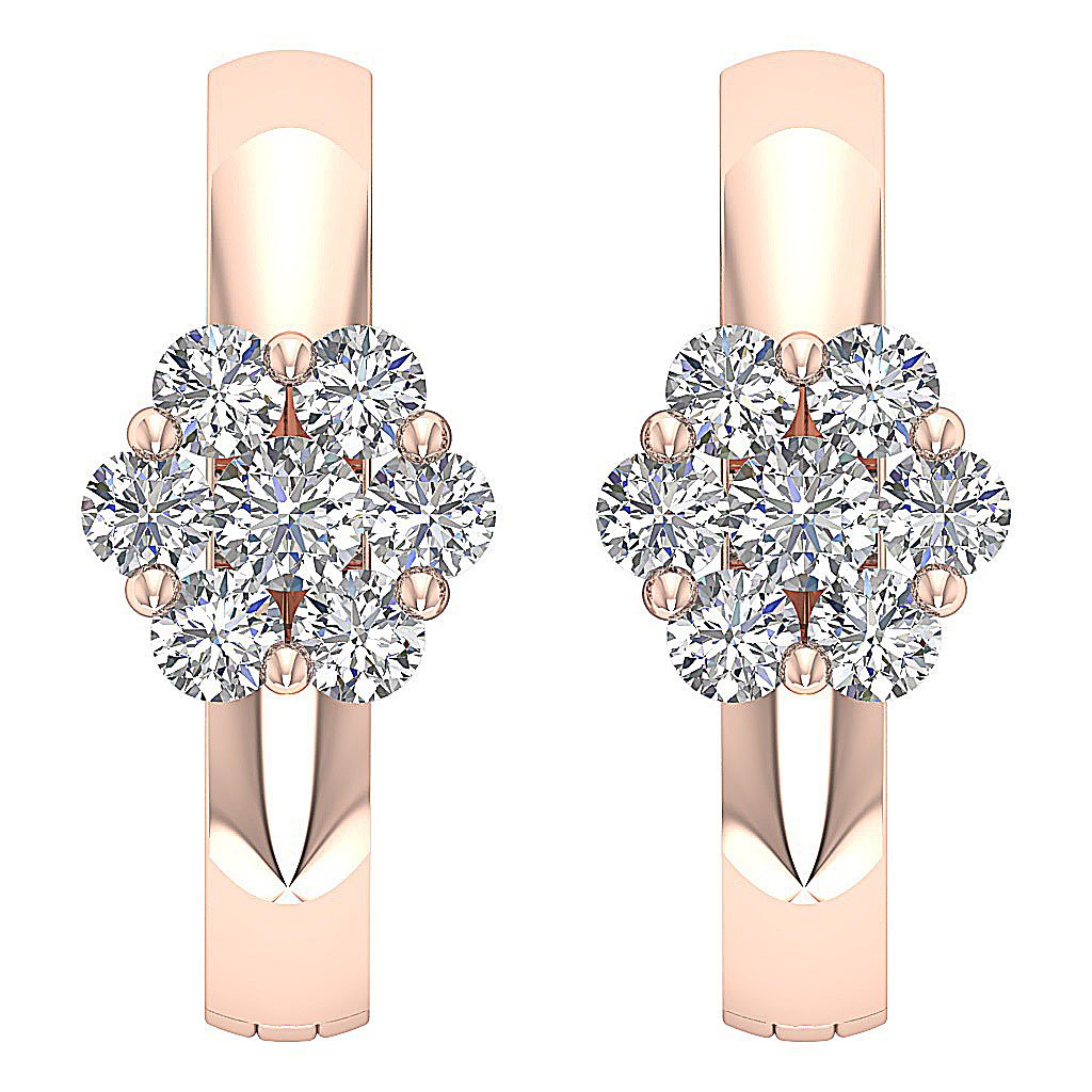 Medium Hoop Anniversary Earrings Round Diamond VVS1/VS1/SI1/I1 0.50 Ct 18k/14k Solid Gold Prong Set