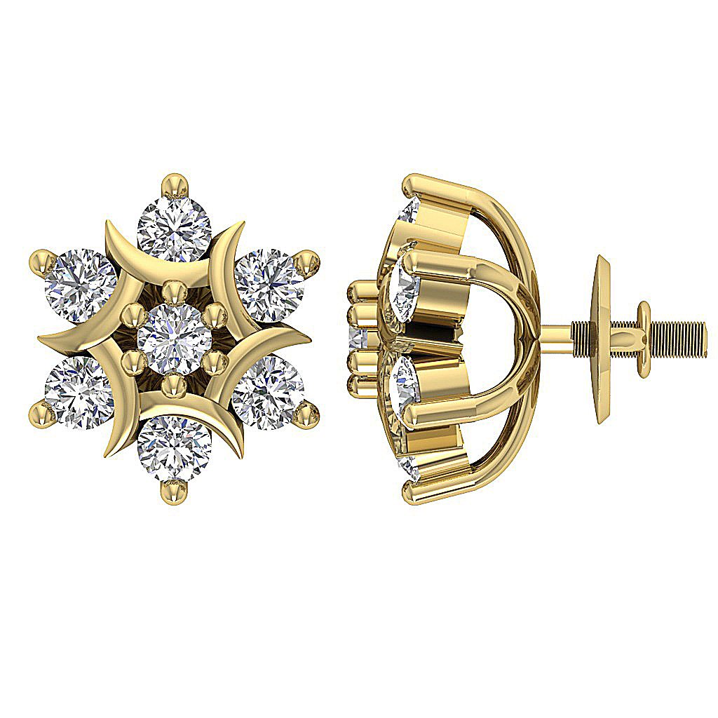 18k/14k Rose Gold Solitaire Studs Engagement Earring Natural Diamond SI1/I1 G 0.70 Ct Prong Set