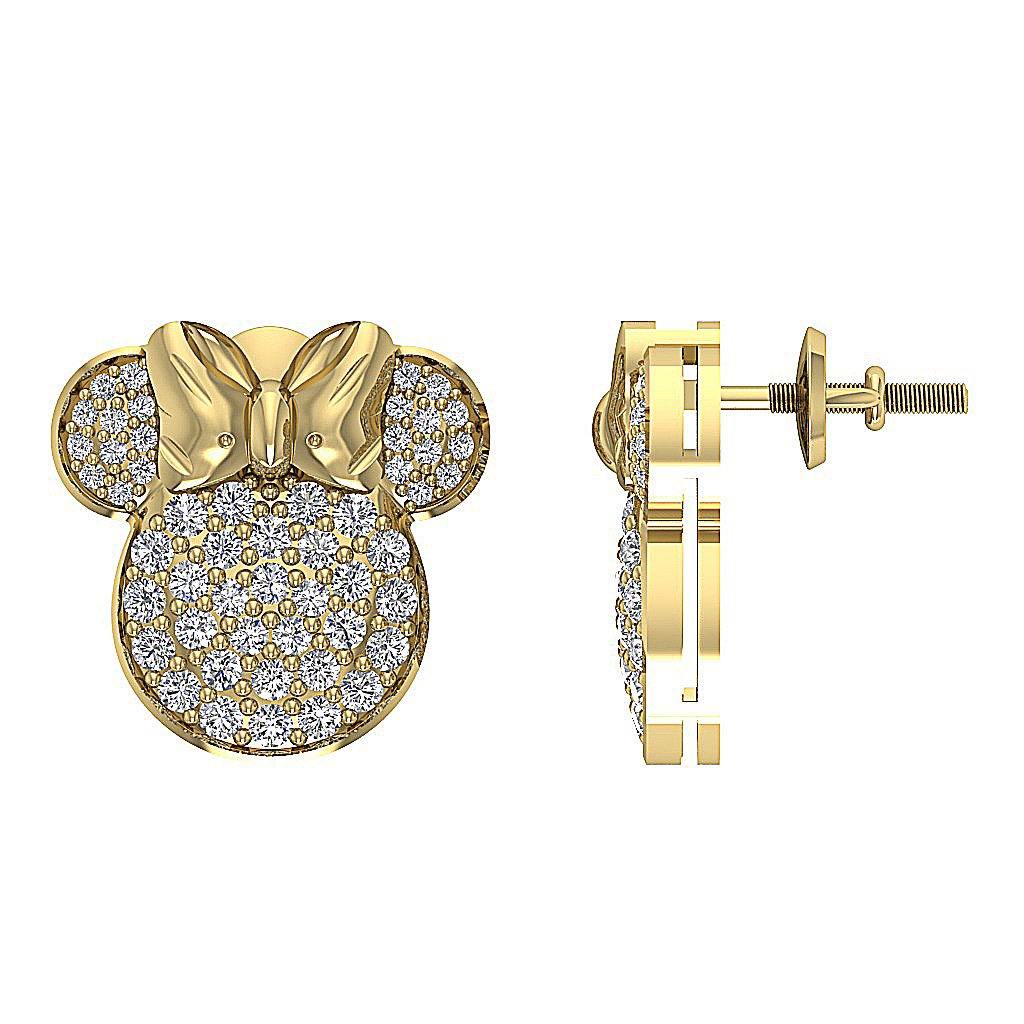 VVS1/VS1/SI1/I1 1.35 Ct Fashion Wedding Earrings Genuine Diamond 18k/14k Rose Gold Pave Set