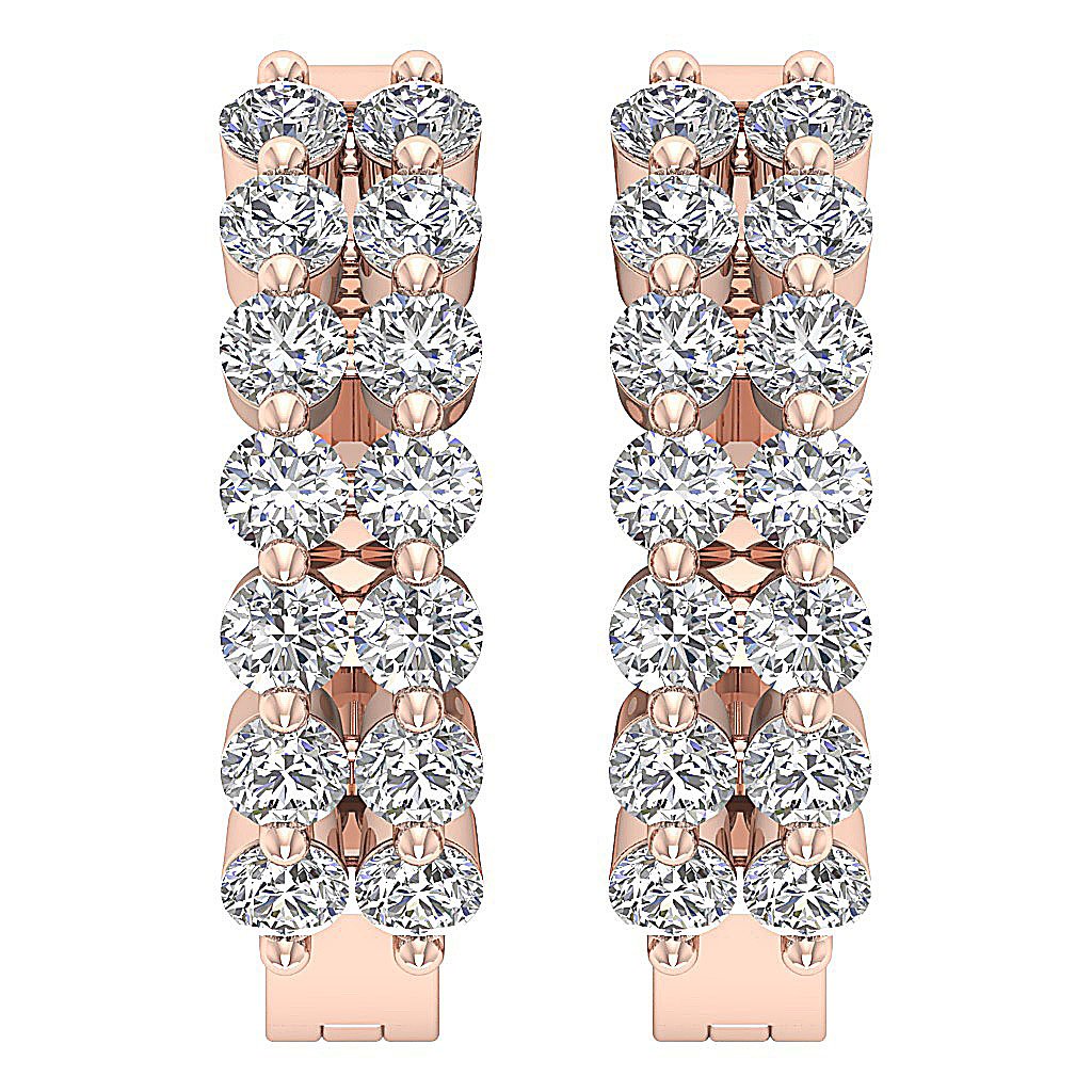 Prong Set Large Hoop Engagement Earrings Natural Diamond SI1/I1 G 1.60 Ct 18k/14k White Yellow Rose Gold