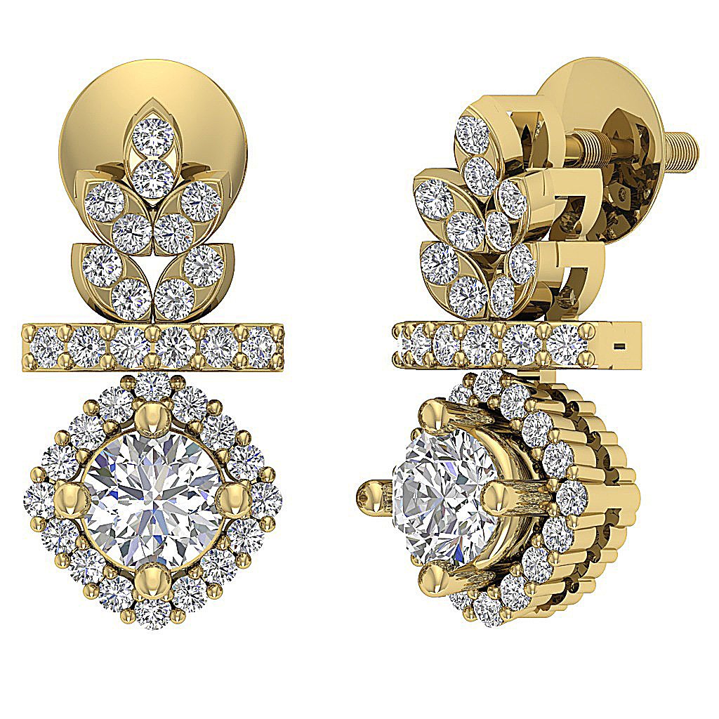 18k/14k Rose Gold Chandelier Anniversary Earring Round Diamond SI1/I1 G 0.85 Ct Prong Set