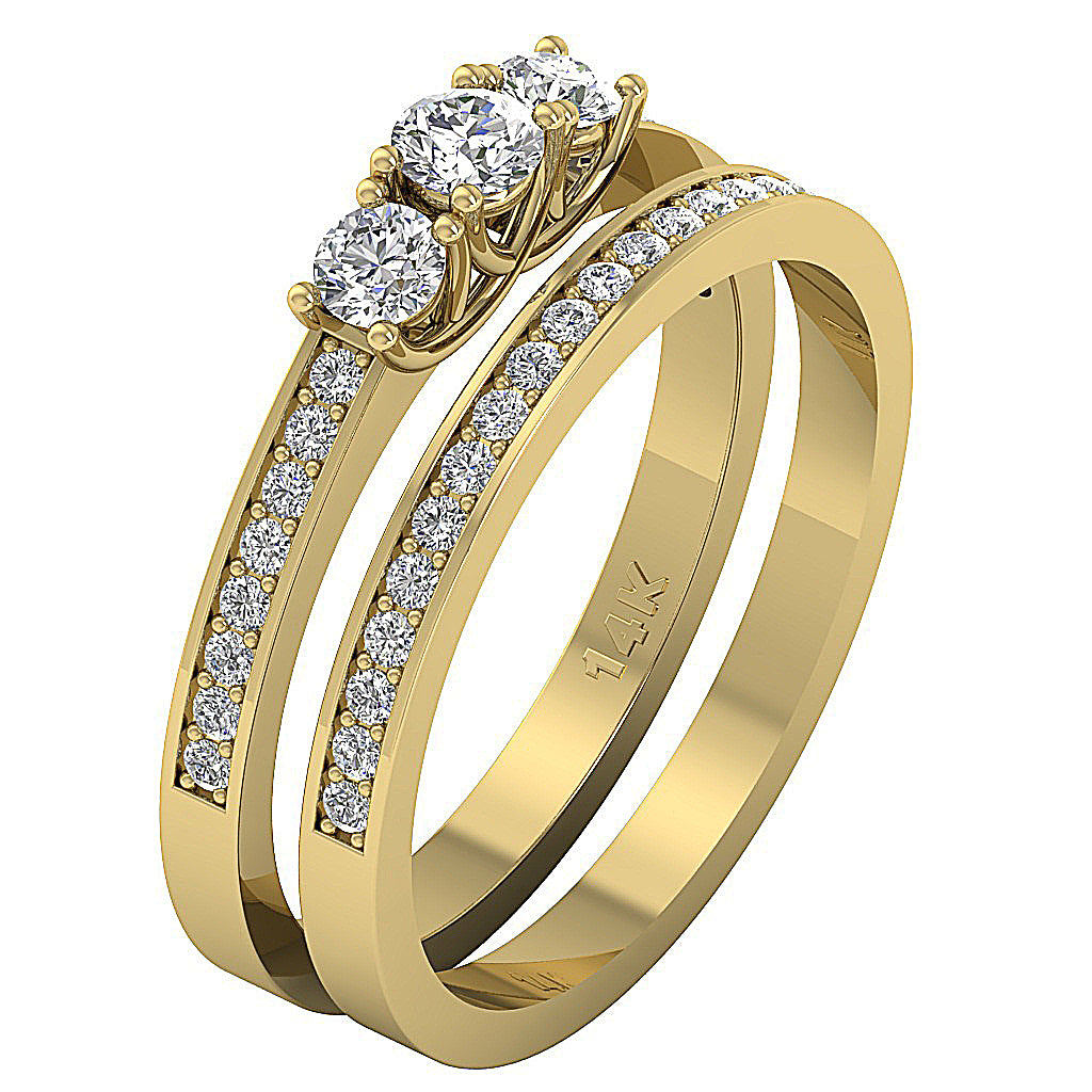 14kYellowGoldGenuineDiamondBridalRingProngSet
