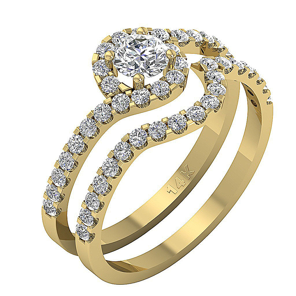 14kYellowGoldBridalRingProngSet