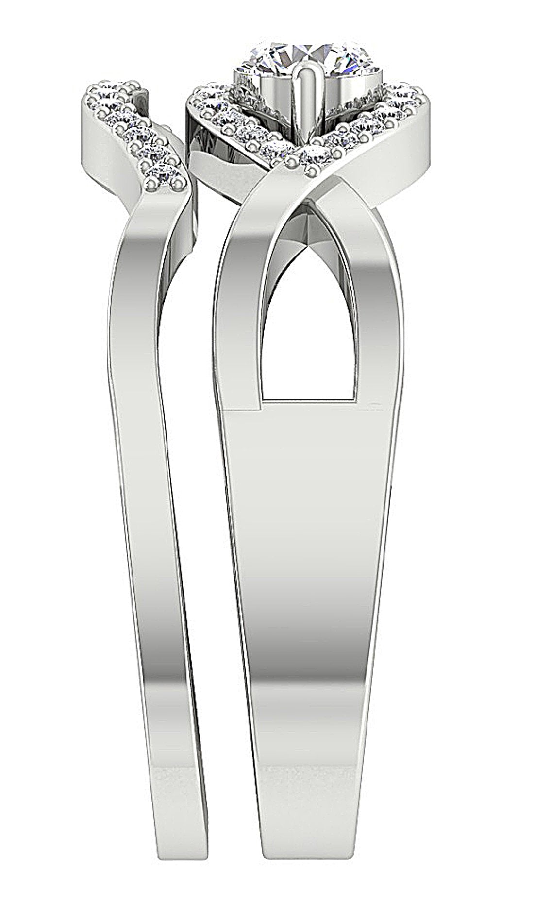 2 Stone Engagement Ring And Wedding Band Set Gold I1 G 0.80 Carat Natural Diamond Prong Set