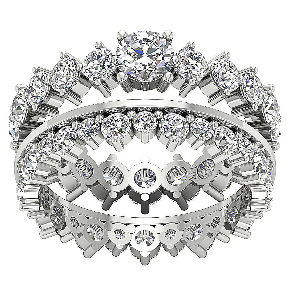 Bridal Anniversary Ring Prong Set I1 G 4.25 Ct Round Diamond 8.40 MM 14K Solid Gold