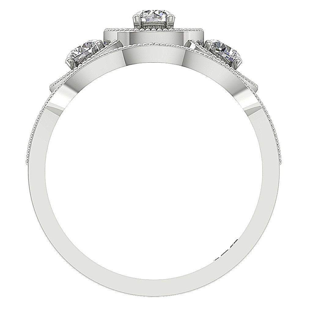 Gold Halo Three Stone Wedding Ring Sets For Women SI1 G 1.20 Ct Genuine Diamond