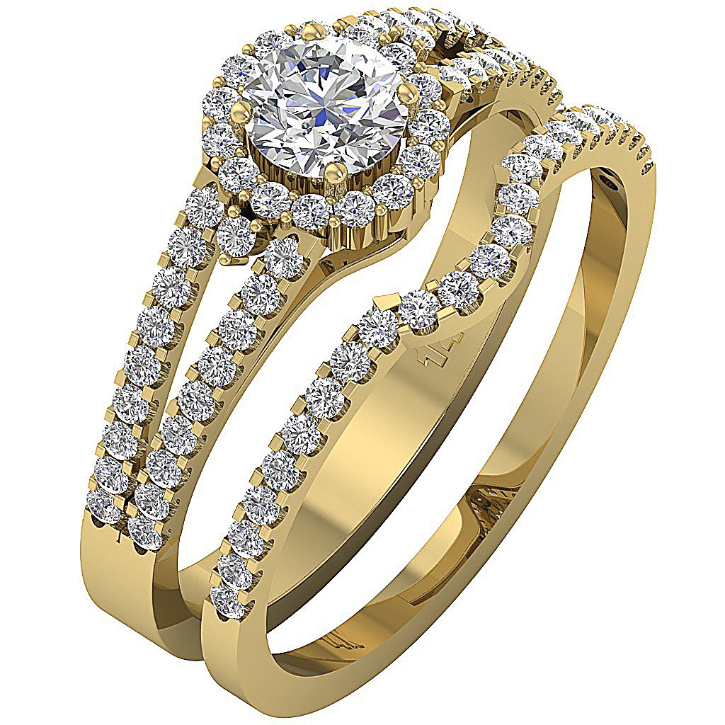 SideViewGenuineDiamondBridalRingSetTopView