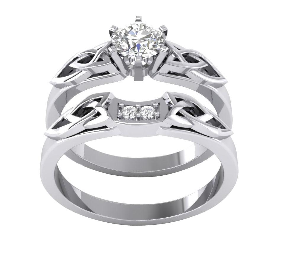 Engagement Ring Wedding Band Set I1 G 0.60 Ct Genuine Diamond 14k White Gold