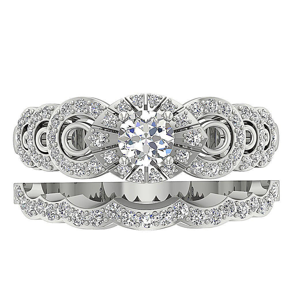 Diamond For Good Jewelers Wedding Bands Set SI1 G 0.80 Carat Round Diamond 14K Gold