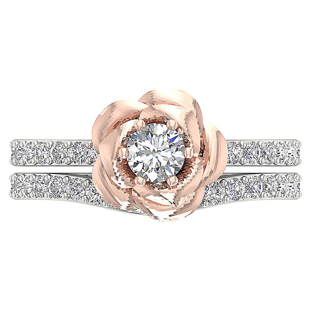 Flower Engagement Ring Wedding Band Set I1 G 1.10 Ct Natural Diamond 14K Gold