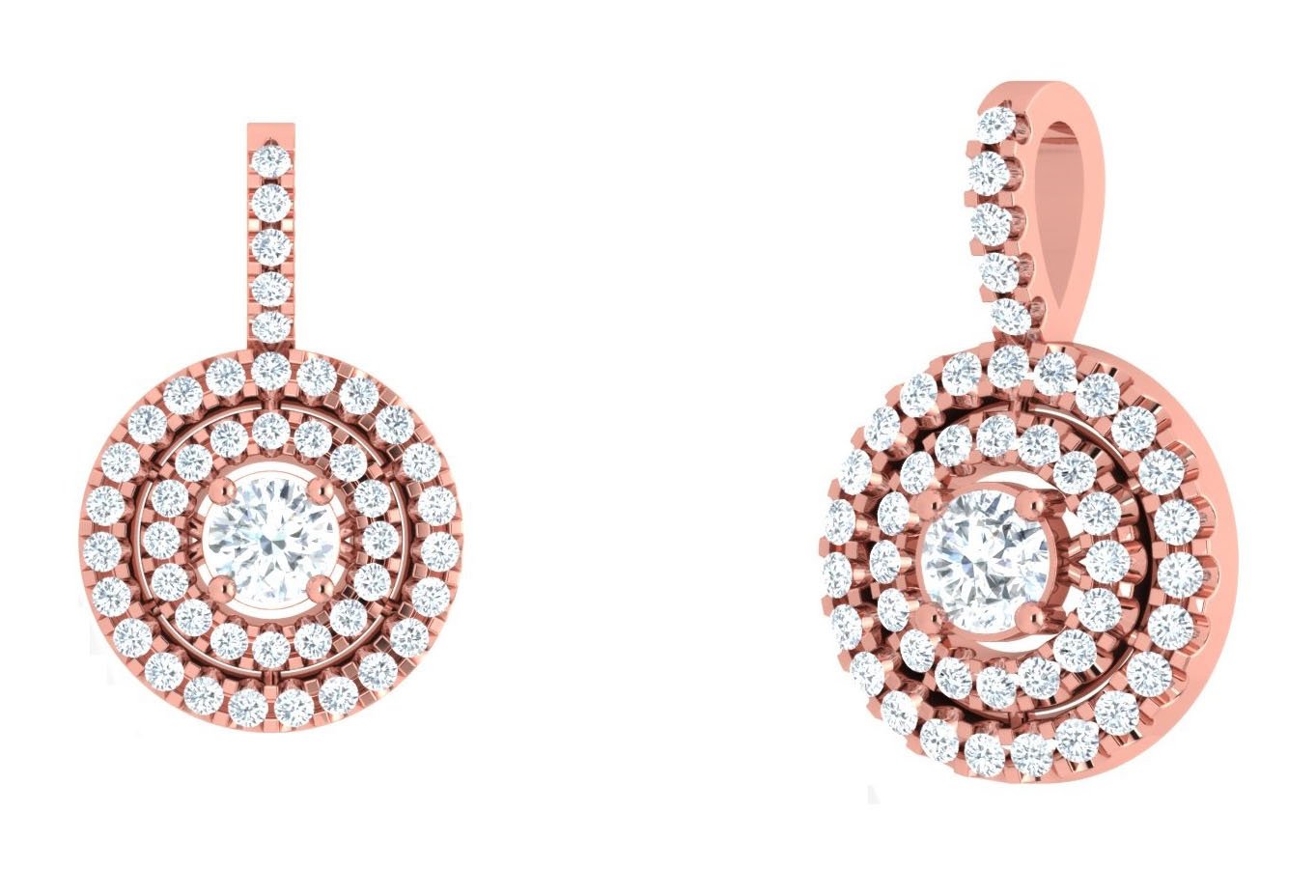 Double Halo Fashion Anniversary Pendant Round Diamond I1 G 1.10 Ct 14k/18k Solid Gold Prong Set