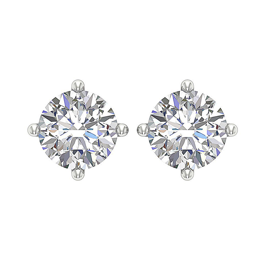 Genuine Diamond Solitaire Studs Wedding Earrings SI1/I1 G 0.20 Ct 14k/18k White Gold Prong Set