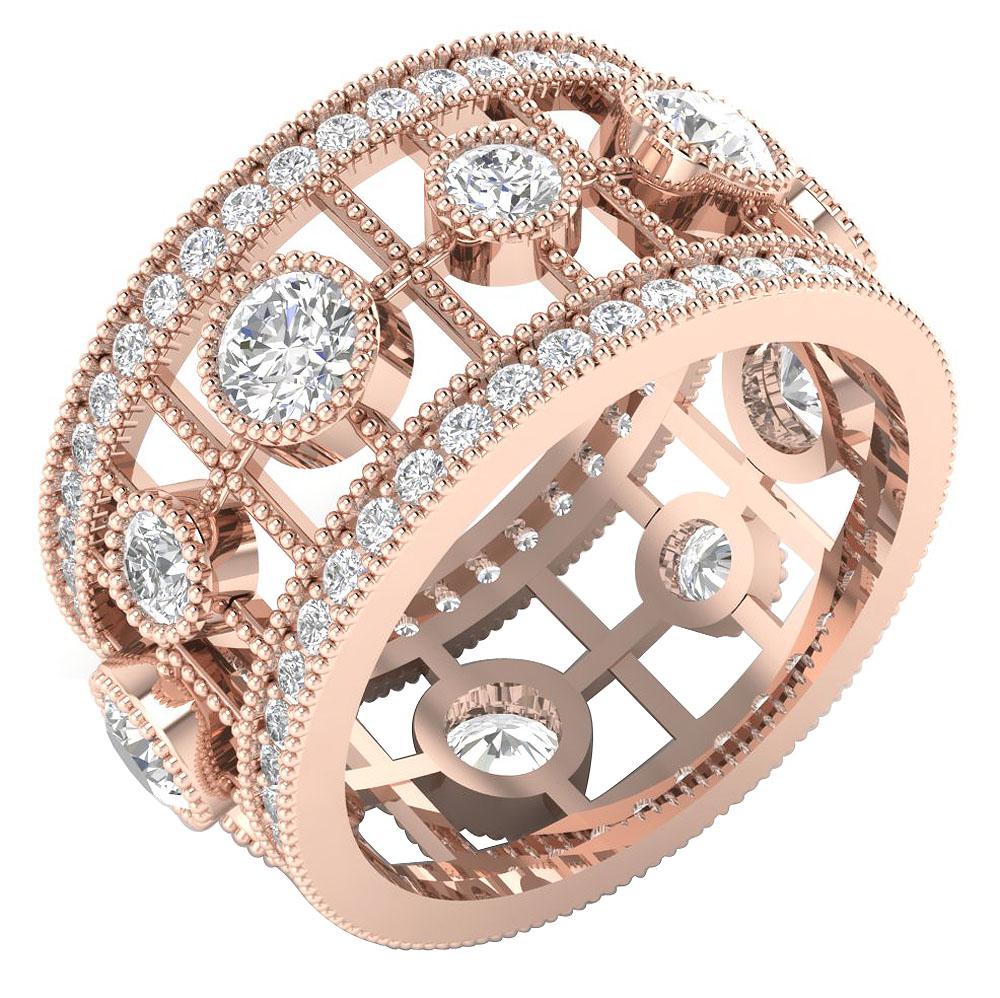 I1 G 3.20 Ct Prong Bezel Set Genuine Diamond 14k Yellow Gold Eternity Wedding Ring 11.65 MM