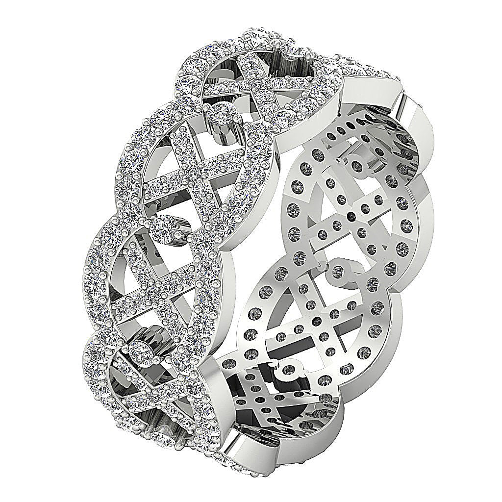 Natural Diamond I1 G 1.75 Ct Designer Wedding Eternity Ring 14k Solid Gold