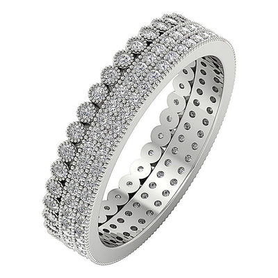 Natural Diamond I1 G 1.20 Ct Eternity Engagement Ring Prong Bezel Set 14k White Gold