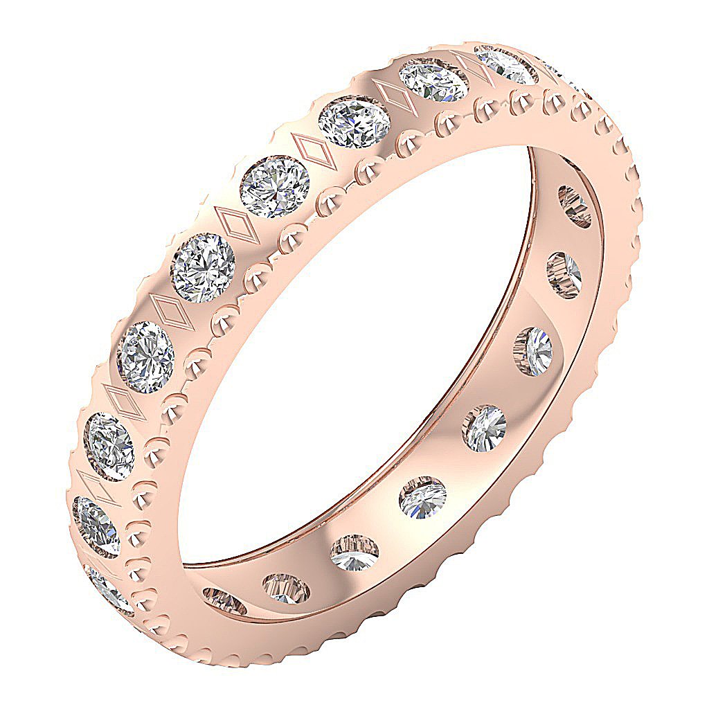 SI1 G 1.10 Ct Genuine Diamond 14k Solid Gold Designer Engagement Eternity Ring