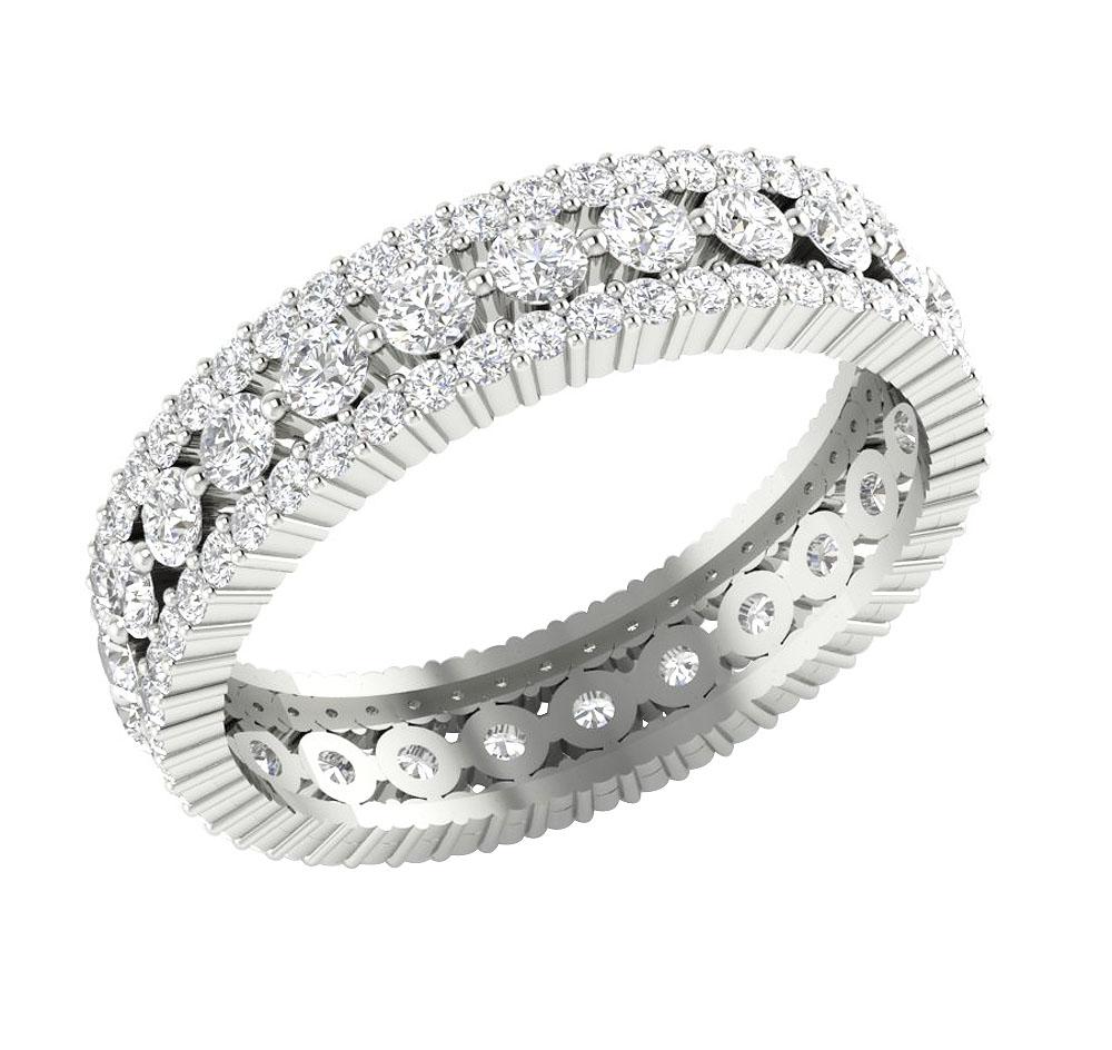 I1 G 2.00 Ct Natural Diamond 14k Solid Gold Designer Anniversary Eternity Ring