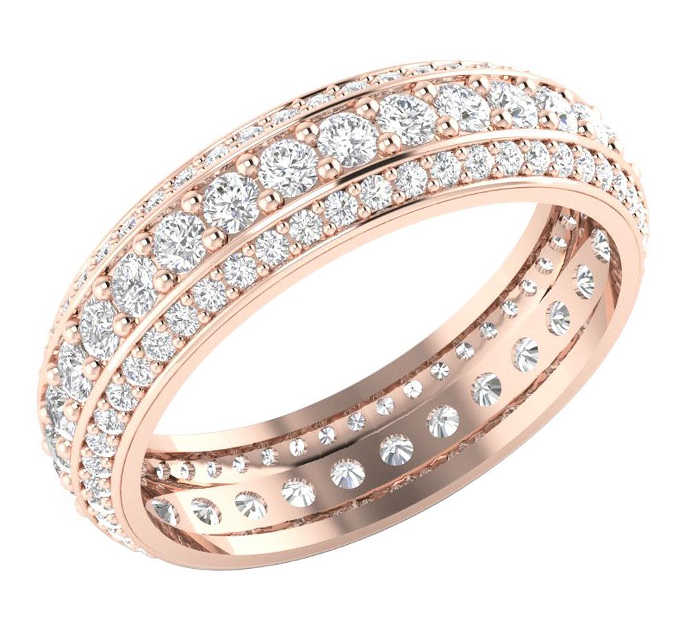 Prong Set 14k White Yellow Rose Gold Round Diamond I1 G 2.25 Ct Eternity Anniversary Ring