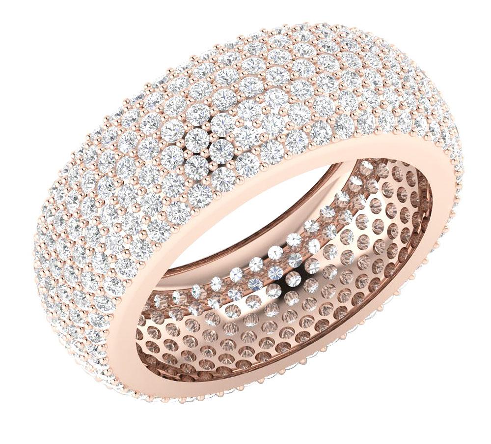 Seven Row Eternity Engagement Ring I1 G 4.25 Ct Natural Diamond 14k Solid Gold Prong Set