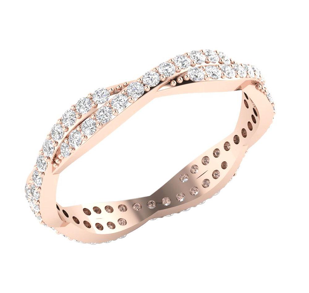 SI1 G 0.85 Ct Genuine Diamond 14k Solid Gold Designer Anniversary Eternity Ring